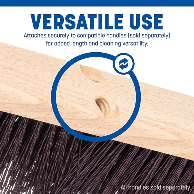 SPARTA Flo-Pac Sweep with Crimped Polypropylene Bristles, Heavy Duty Broom Head for Indoor and Outdoor Use on Rough Surfaces, 24" Long, 1 Count, Maroon