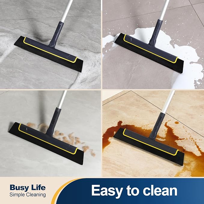 Yocada Floor Squeegee Broom EVA Foam Blade Aluminum Pole (Pack of 2)