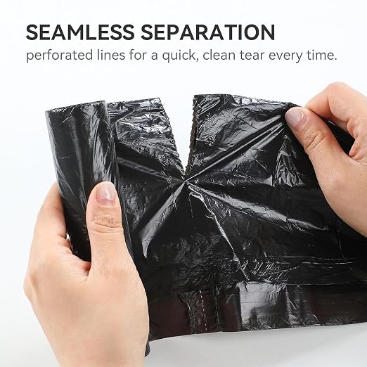 MUEE 5 Rolls Small Trash Bags with Drawstring,75 Count | Touchless Open for Makeup & Skincare, Keeps Beauty Waste Hidden