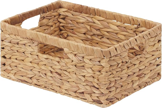 StorageWorks Large Wicker Baskets for Storage,Woven Basket for Gifts,1-Pack | Water Hyacinth Rectangular Wicker Basket, Wicker Storage Baskets for Shelves, Woven Baskets for Storage, Blanket Basket