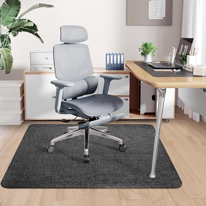 Sycoodeal Office Chair Mat for Hardwood & Tile Floor, 40" x 48" Heavy Duty Computer Gaming Chair Mat for Rolling Chairs Non-Curve, Anti-Slip, Floor Protector for Home Office (Black)