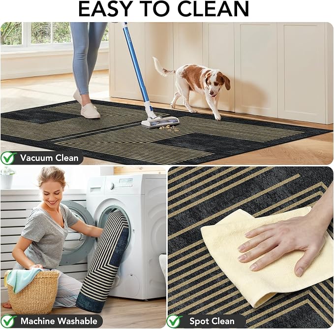 Office Chair Mat for Hardwood Floor&Tile Floor,48" X 60"-Geo Black | Heavy Duty Desk Chair Mat for Hard Floors,Under Desk Rug for Rolling Computer Chair,Anti Slip,Low Pile Carpet Floor