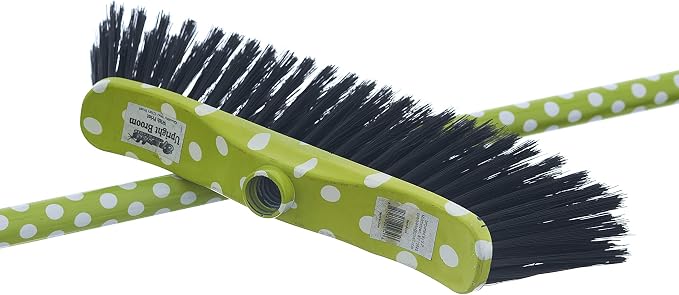 Superio Cotton Mop and Broom Set, Light Green Polka Dot Print Design, Superior Cleaning Tools Broom and String Mop.