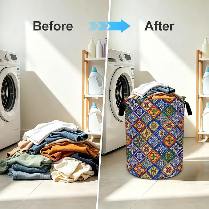 Bohemia Laundry Basket Foldable Oxford Laundry Hamper With Handle For Room Bathroom Bedroom