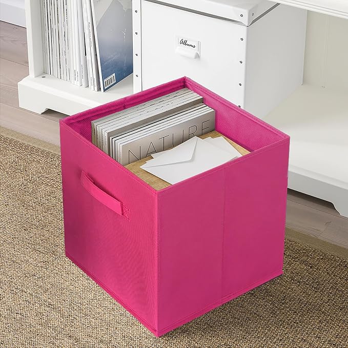 ShellKingdom Storage Bins, Foldable Fabric Storage Cubes And Cloth Storage | Storage Organizer For Closet And Toys, 10.5x10.5x11 INCH, 6 Pack (Fuchsia)