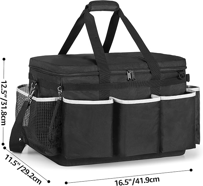 HODRANT Extra-Large Cleaning Caddy with EVA Hard Bottom with Shoulder Strap | High Capacity Cleaning Supplies Organizer for Housekeeping & Home Work, Cleaner Tools Tote Bag, Patent Design