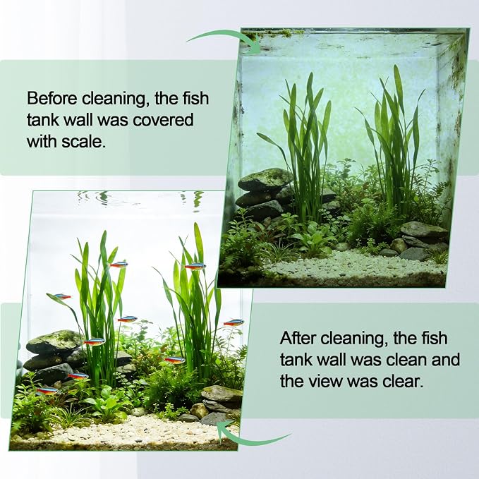 hygger Magnetic Aquarium Fish Tank Glass Cleaner,Detachable Dual-Blades Brush Tool with Floating Scrubber, Double Side Magnetic Scraper for 0.2-0.4 Inch Thick Glass Aquariums Tank (M) | fish tank accessories