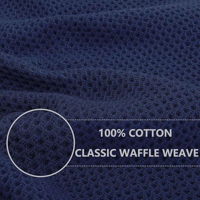 Homaxy 100% Cotton Waffle Weave Kitchen Dish Towels 4-Pack, Dark Navy | 13 x 28 Inches, Ultra Soft Absorbent Dish Towels, Quick Drying Cleaning Towels