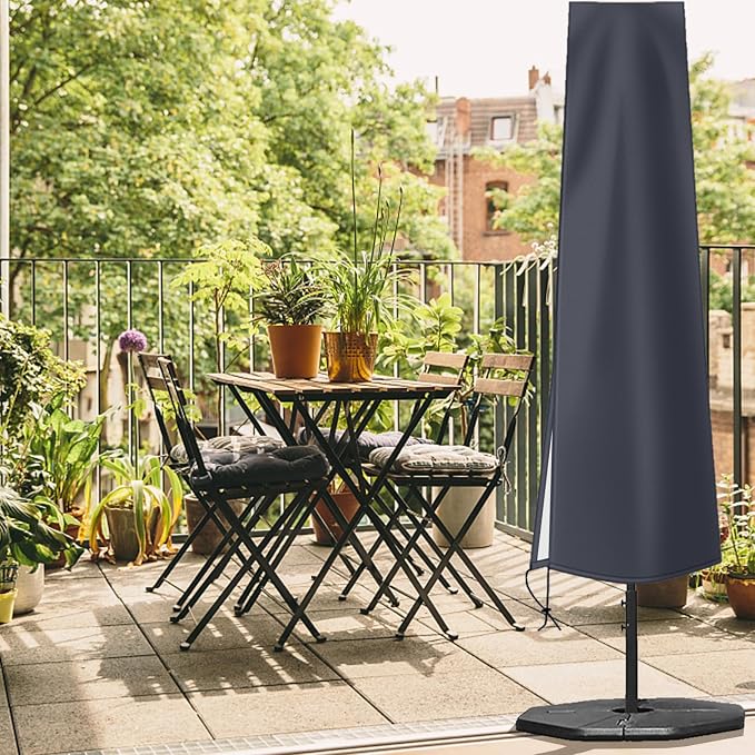 OKPOW Patio Umbrella Cover Waterproof: Fit 9ft to 12ft Outdoor Umbrellas | 420D Oxford with Long Zipper, Protect Umbrella from Sun, Rain, Snow & Dust, Helping Extend Outdoor Umbrella's Life