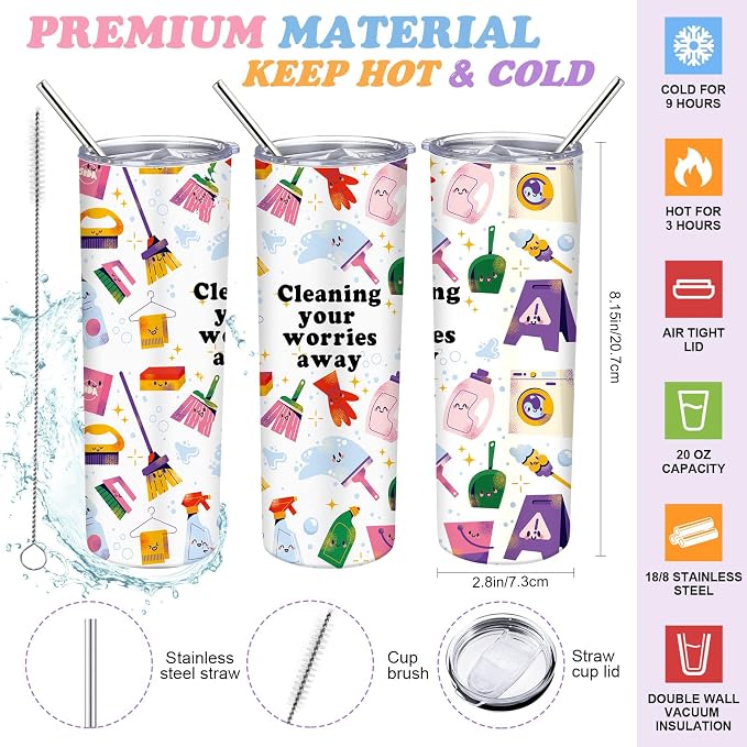 Sieral Housekeeping EVS Week Appreciation Gift, Housekeeper, Purple | Insulated Tumbler 20oz & Large Tote Bag Set for Women Custodian School Healthcare Cleaning Crew House Cleaner Maid Janitor