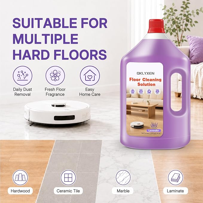 82 FL OZ Lavender Scent Floor Cleaning Solution Compatible with Roborock | Rich, Long-lasting Fragrance, 2.4 L Floor Cleaner for All Robot Vacuums with Mopping & Cordless Wet/Dry Vacuum Mop Cleaner