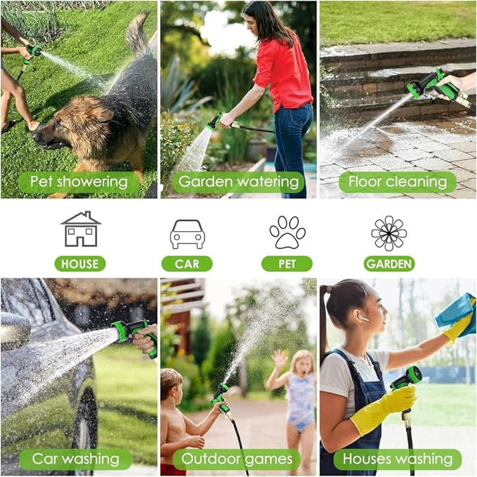 Upgraded 50FT Expanding Garden Hose with 10 Pattern Spray Nozzle,Lightweight Flexible Water Hose 50 FT,No-Kink Hose with 3/4" Brass Fittings,Burst-Resistant Durable Hose for Outdoor Yard Lawn Car Wash