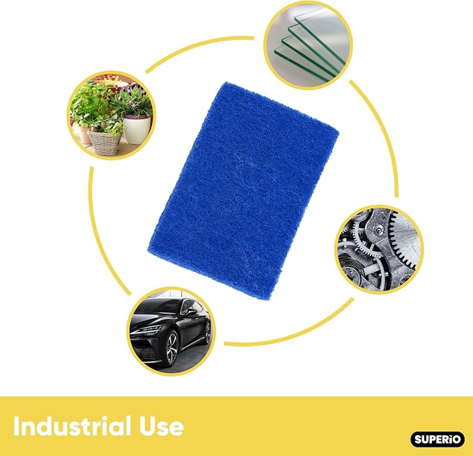 Scouring Pad Non-Scratching Scrubber Non-Scratch Cleaning Scrub Pads Heavy Duty Scouring Pad Reusable Kitchen Scrubbing Pad Pack of 12 Blue, by Superio