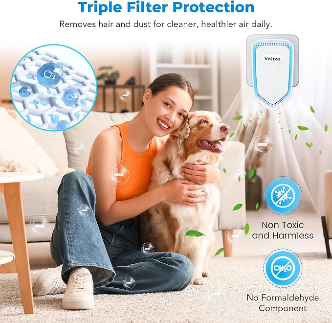 Air Ionizers Plug In Negative Ion Air Purifiers Quiet Air Freshener for Home Bedroom Office Basement - Portable Mini Air Cleaner Odor, Smoke, Dust, Pet Smell (2, Black)