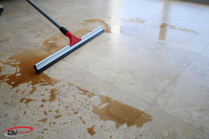Professional Floor Squeegee for Concrete Floor, 24" Large Heavy Duty Squeegee for Floor, Squeegee Broom for Floor with Telescopic Handle 30”–57” for Tiles, Garage, Deck, Bathroom, Window