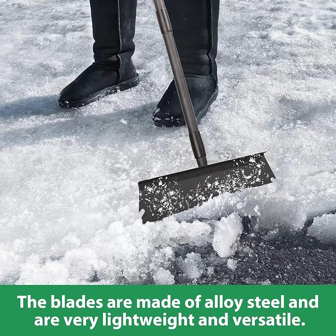 Large Garden Shovel, Multifunctional Cleaning Shovel 63 Inch Large Ice Scraper Heavy Duty Garden Tool for Weeding, Lawn Edging, Scraping and Ice Removal,Black