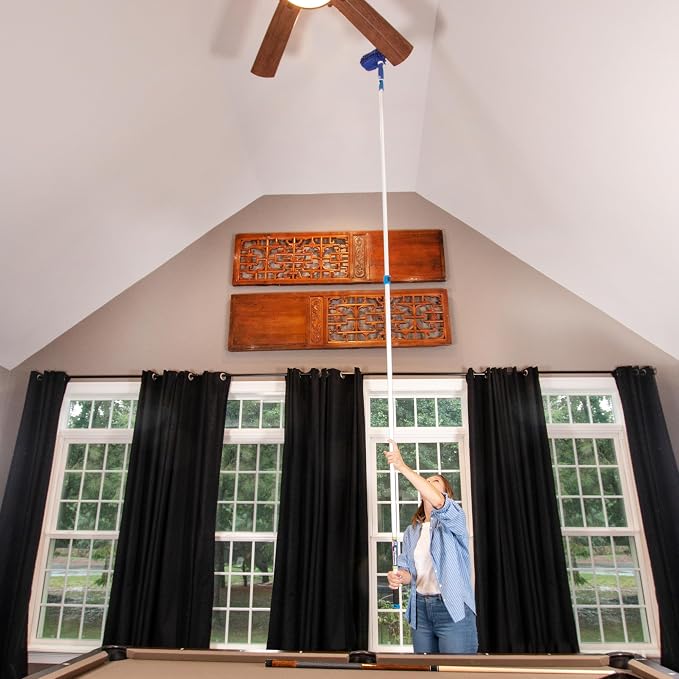 Unger Connect and Clean Microfiber Ceiling Fan Duster, Household Cleaning Supplies to Trap Dust and Dirt, Reusable and Machine Washable Sleeve, Compatible with Threaded Poles for Higher Access