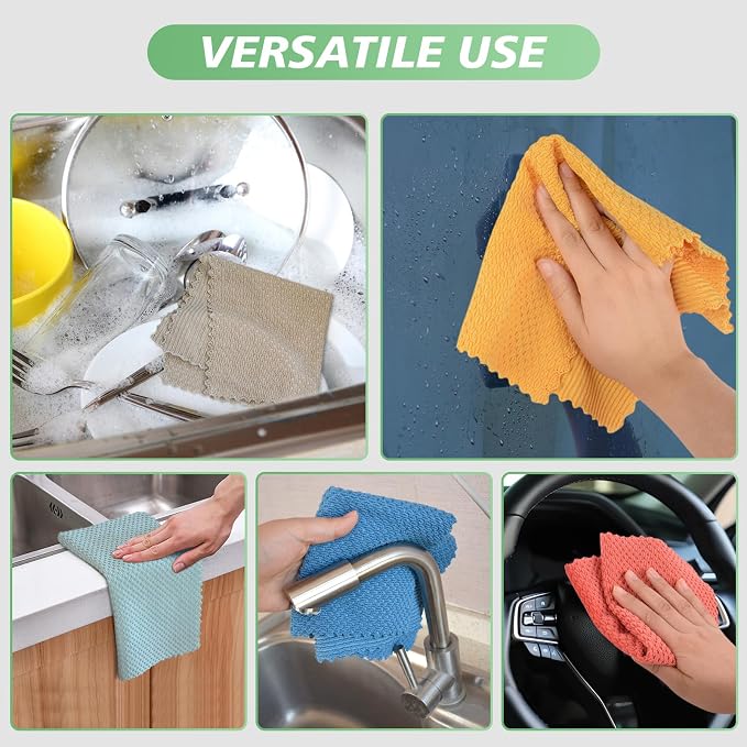 Dish Cloth for Washing Dishes Kitchen Washcloth Cleaning Cloth | 12x12inch 10pack Kitchen Towels Rags, Microfiber Cleaning Cloths, Wash Cloths with Popcorn Texture, Wholesale, Assorted
