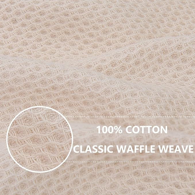 Homaxy 100% Cotton Oversized Waffle Weave Kitchen Towels 8-Pack, Beige | 20 x 28 Inches, Ultra Soft Absorbent Dish Towels, Quick Drying Large Cleaning Towels
