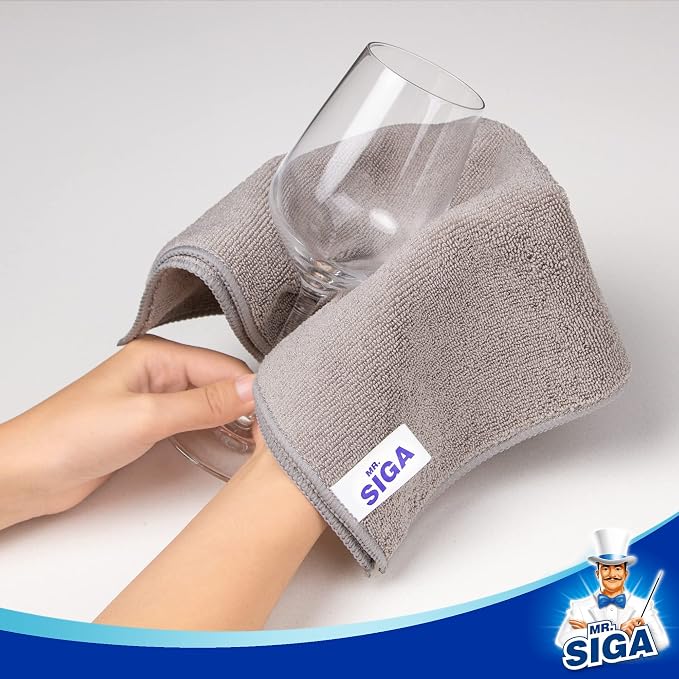 MR.SIGA Microfiber Cleaning Cloths, All Purpose Cleaning Towels, Pack of 6 | Ultra absorbent and soft microfiber towels for kitchen, car and household surfaces, Teal & Gray, 35 x 40 cm(13.8 x 15.7 inch)