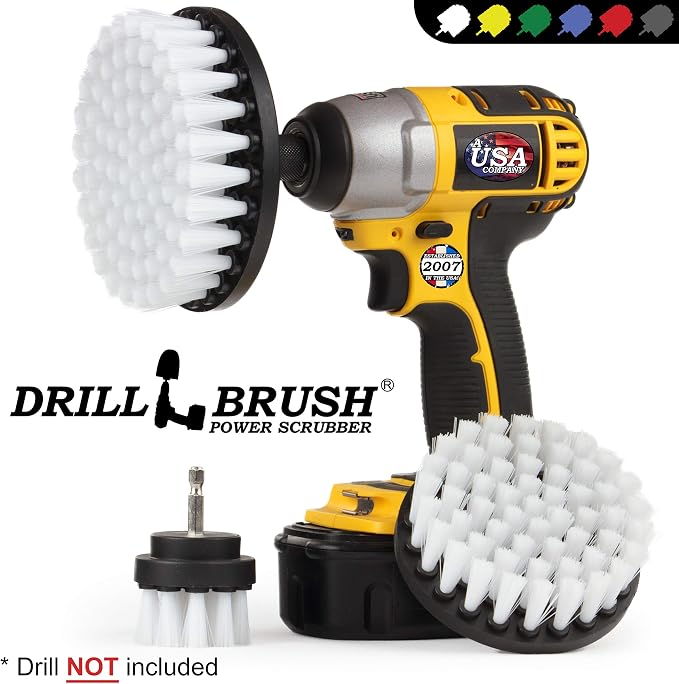 Drill Brush Attachment for Car Detailing & Washing, Wheels, Mats & Rugs | Drillbrush Car Accessories - Carpet and Upholstery Cleaner - Boat and Kayak Hull Accessories - Glass and Fiberglass Cleaner