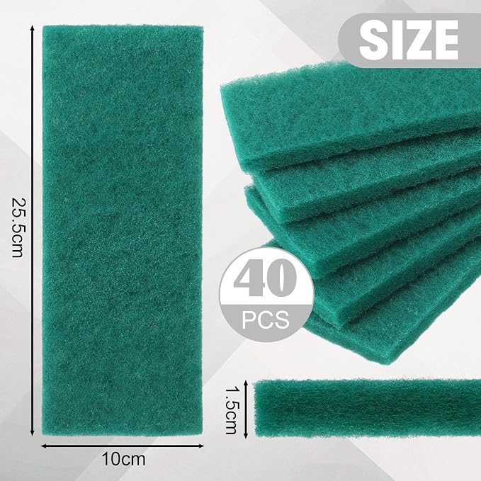 Eccliy 40 Pcs Non Scratch Scrubbing Pad Reusable Kitchen Dish Scrubber Scouring Sponge Pads Multi Purpose for Kitchen Household Cleaning Supplies, 10 x 4 Inch (Green)