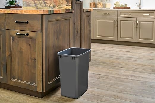 Rev-A-Shelf Double Pullout Garbage Trash Cans for Kitchen Cabinets, 35 Qt | Replacement Large Capacity Waste/ Recycling Bins for Kitchen Cabinet Pullouts, Gray, RV-35-13-2