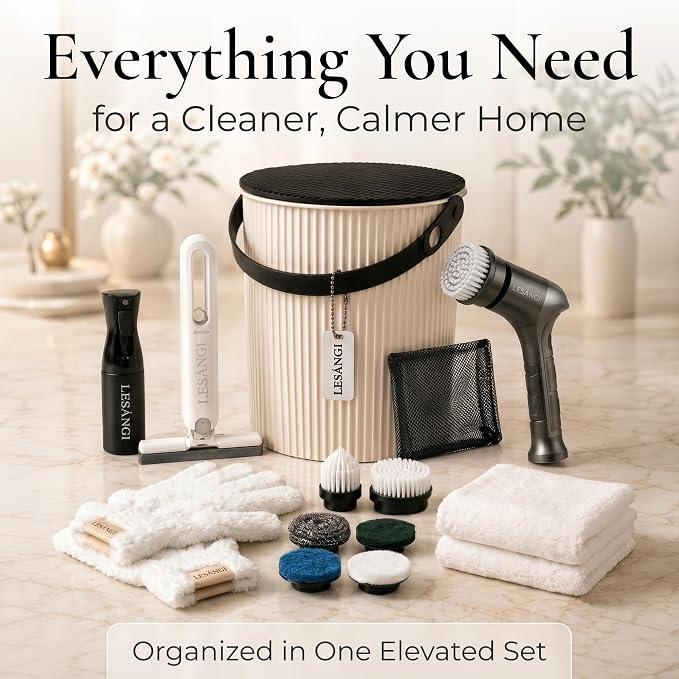 Cleaning Kit – Bucket, Scrubber, Squeegee, Towels, Gloves, Mesh Bag & Mist Bottle