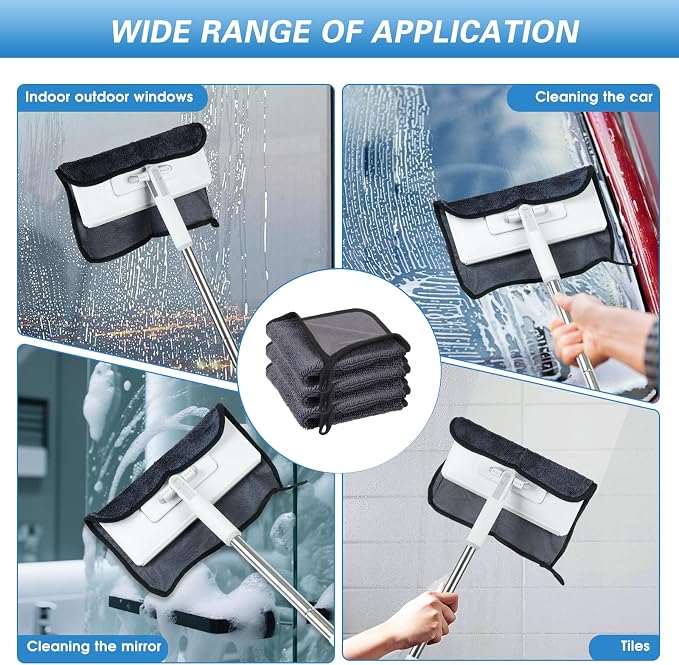 Shiny Towel Wipes Cleaning Cloths 3pcs Replacement Microfiber Towel for Disposable Dust Mop, Super Absorbent Shiny Shower Wipes Cleaning Cloths for Window Bathroom Car Mirror (3pcs Squeegee Refill)