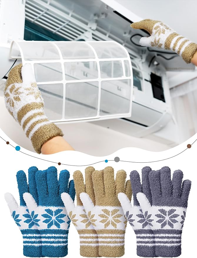 Patelai 3 Pairs Microfiber Dusting Gloves for Plants Leaf, Large | Gray, Dark Blue, Khaki, White,Plant Cleaning Gloves, Reusable Washable Gloves,House Furniture Blinds Dusting