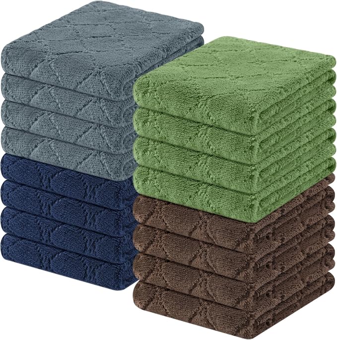 Homaxy Super Soft Absorbent 16 Pack Coral Velvet Dish Cloths, 10" x 20" | Fast Drying, Nonstick Oil, No Lint, Multi-Purpose, Microfiber Cleaning Cloth, Machine wash