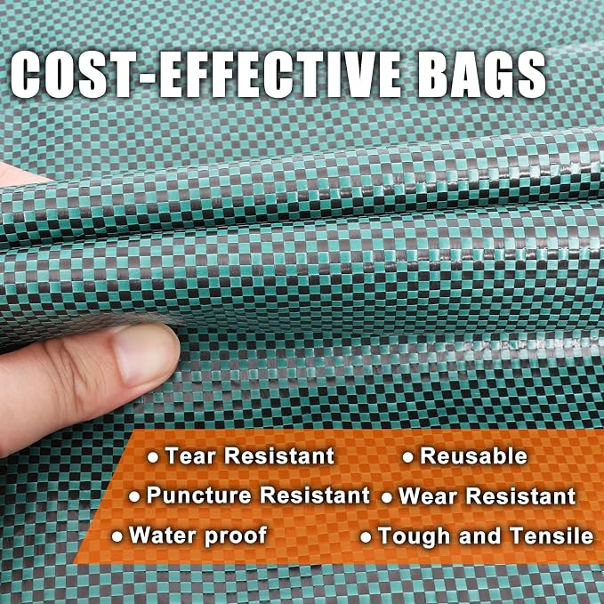 132 Gallon 3 Pack Reusable Lawn Bags for Yard & Garden | Heavy duty, Standable leaf bags, With 4 handles, Includes gloves, Ideal for leaves, Grass clippings, Camping, and recycling