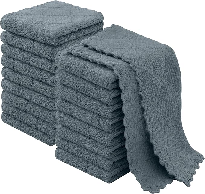 Homaxy Super Soft 18 Pack Coral Velvet Dish Cloths, 7" x 9", Dark Grey | Ultra-Absorbent Dishcloths, No Lint, Nonstick Oil, Fast Drying, Microfiber Cleaning Cloth