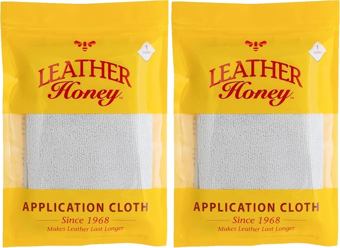 Leather Honey Lint-Free Application Cloth: Microfiber Cloth for Use with Leather Conditioner and Cleaner. Made in The USA Since 1968 (Pack of 2)