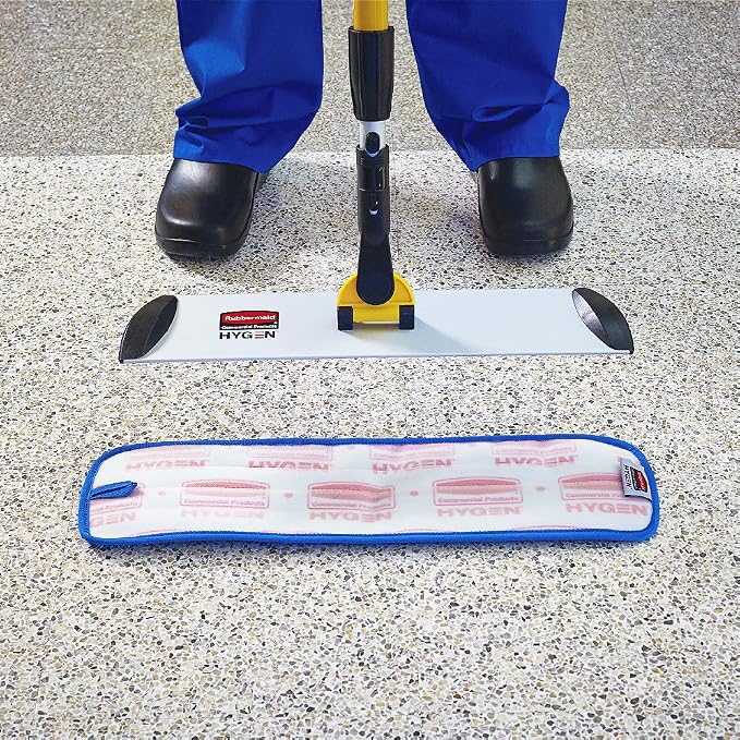Rubbermaid Commercial Products Mop Head for Microfiber Damp Mop, 18-Inch, Blue, Heavy-Duty Single Sided Cleaning Cloth for Hardwood/Tile/Laminated Floors in Kitchen/Lobby/Office