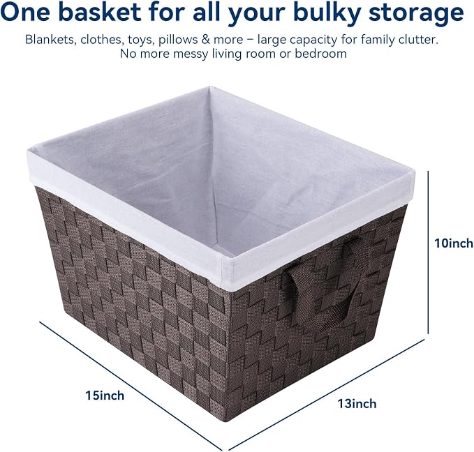 Whitmor Woven Strap Storage Tote Basket with Liner - Espresso