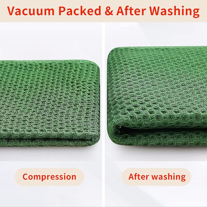Homaxy 100% Cotton Waffle Weave Kitchen Dish Cloths 6-Pack, Grass Green | 12 x 12 Inches, Ultra Soft Absorbent Dish Towels, Quick Drying Dish Rags with Hanging Loop