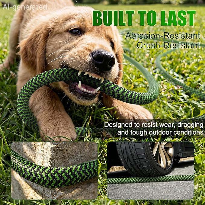 NON-EXPANDABLE Garden Hose 25 FT x5/8'' with 10-Function Sprayer | Flexible Hose 25 ft Lightweight, No Kinks Leak Proof Durable Fabric Skin, Water Hose 25FT for Yard, Outdoor