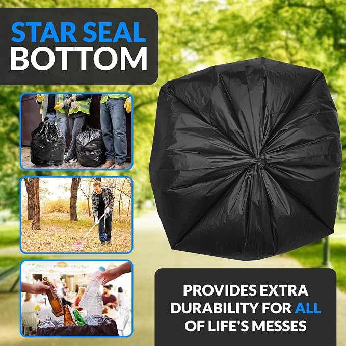 Reli. 55-60 Gallon Trash Bags Heavy Duty | 150 Trash Bags, Twist Ties | Black, Serious Garbage Cleanup | Large Garbage Bags with Twist Ties, Made in USA | SuperValue