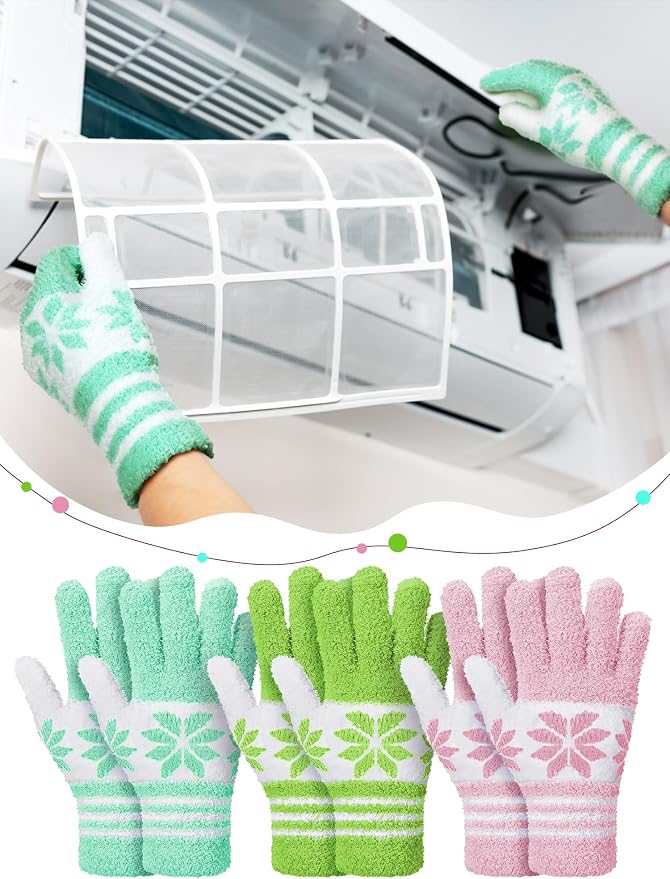 Patelai 3 Pairs Microfiber Dusting Gloves for Plants Leaf, Small | Gray, Orange, Brown,Plant Cleaning Gloves, Reusable Washable Gloves,House Furniture Blinds Dusting
