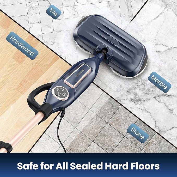 DEVOAC VM6 Scrubbing Steam Mop with Rotating Mop Pads, 10 in 1 Steam Mop, Lightweight Spin Mop & 3 Steam Modes for Hard Floor Laminate Marble Floors (Ink)