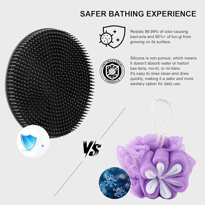 INNERNEED Silicone Body Scrubber Gentle Exfoliating Brush, Black+Green+Pink | INNERNEED Silicone Body Scrubber Gentle Exfoliating Brush, Black+Green+Pink