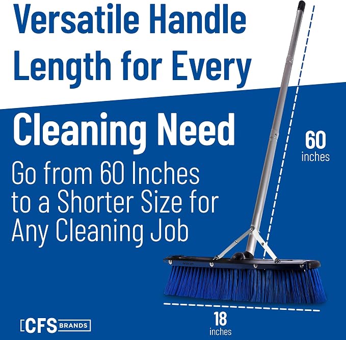 SPARTA 3621961814 Sweep Complete Aluminum Handle Floor Sweep with Squeegee, Plastic Bristles, 18" Length, 3" Bristle Trim, Blue