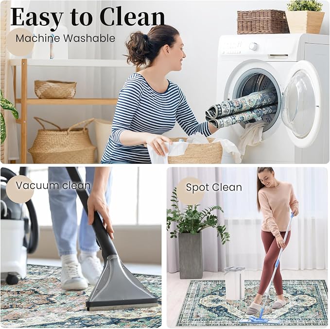 Office Chair Mat for Hardwood Floor&Tile Floor,36"X 48"-Blue Flower | Heavy Duty Desk Chair Mat for Hard Floors,Under Desk Rug for Rolling Computer Chair,Anti Slip,Low Pile Carpet Floor