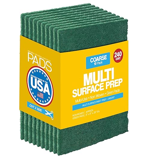 6" X 9" Non-Woven Grey Scuff Pads 240 Grit - 10 Pack (Green)