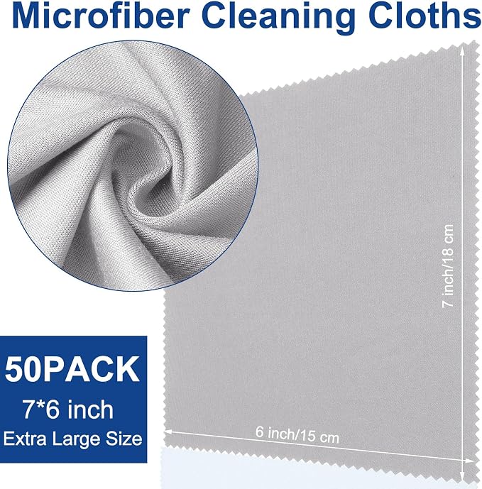 Frienda 12 Pack Microfiber Cleaning Cloth,Black,Light Gray | 12x12 Inch Large for Eyeglasses Screen Lens, Reusable Washable, Streak-free Lint-free, Cameras Phones Tablets Monitors