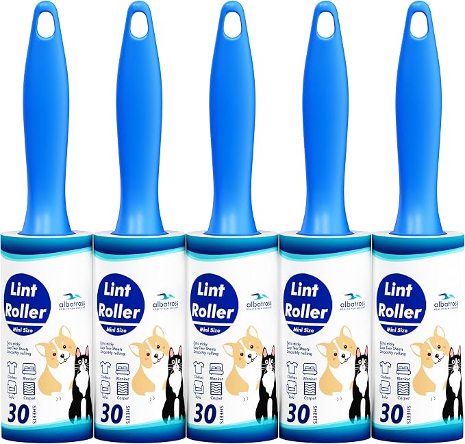 Mini Extra Sticky Lint Rollers for Travel - 150 Sheets Small Sized Portable Lint Removers for Pet Hair and Debris Pickup, Travel Essentials