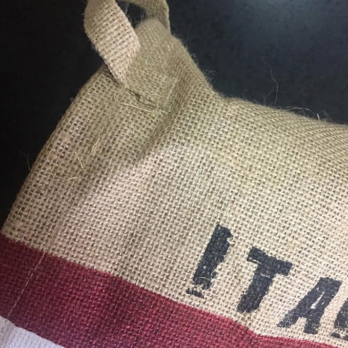 Burlap Waste Basket Vintage, Round Jute Organizer with Handles | Small Recycling Bin for Paper, Bottles & Cans, Rustic Home Office Decor, Italian Flag Design, Souvenir Gift 10" Dia. X 12" H