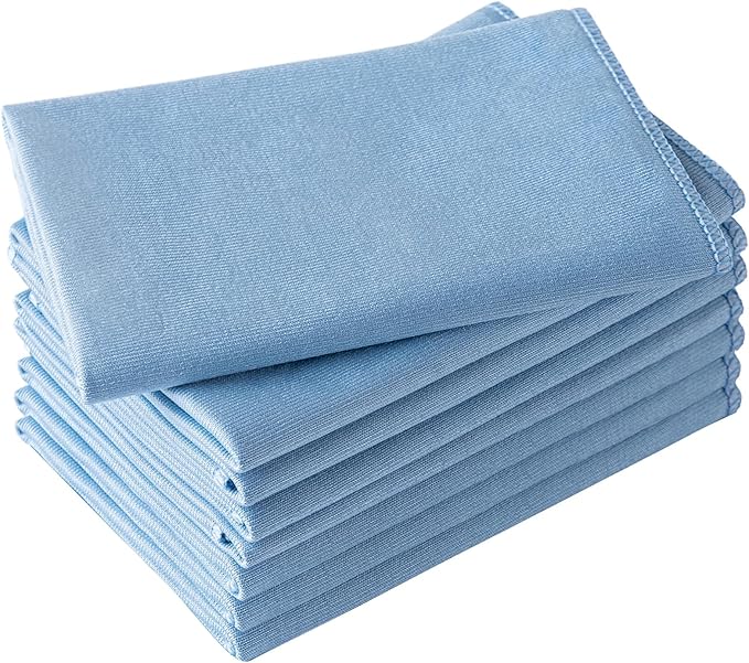 Microfiber Glass Cleaning Cloth 8 Pack, 16 Inch x 12 Inch, Lint Free Quickly Clean Window, Glasses, Windshields, Mirrors, and Stainless Steel, Blue