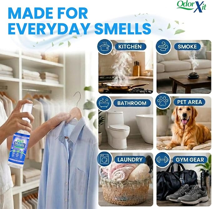 OdorXit Magic Air Odor Neutralizer Spray, Powerful Dog & Cat Urine Odor Neutralizer, Safe Air Refresher for Home, Safe Odor Absorber for Pet, Closet & Any Strong Odor Remover, 2oz